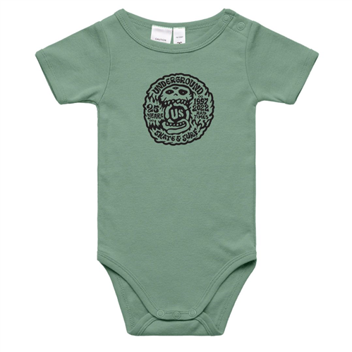 US 25 Years Front Print One Piece Infant, Sage