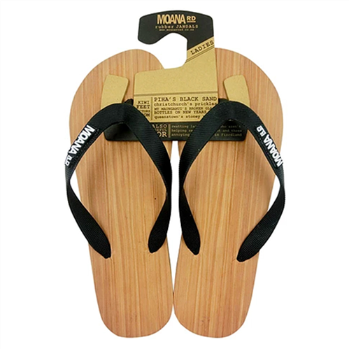 Moana Rd Wooden Look Rubber Jandals, Black | Underground Skate