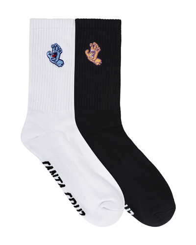 Santa Cruz SCREAMING HAND CREW SOCK, BLACK-WHITE