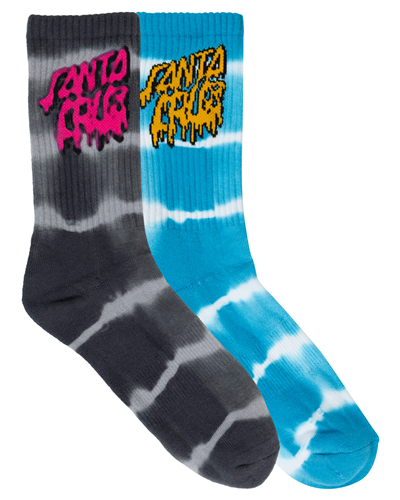 Santa Cruz RAD STACK CREW SOCK, TURQUOISE TDYE-BLK TDYE