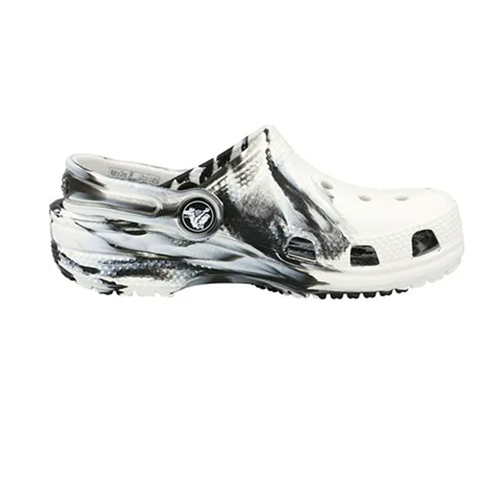 Crocs Kids Classic Marbled Clog, Black/White