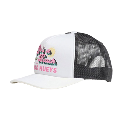 The Mad Hueys LIFES A BEACH WOMENS FOAM TRUCKER, WHITE