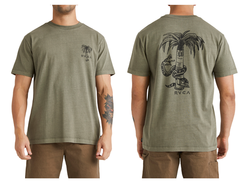 RVCA POMMIER PALMS SS TEE, OLIVE