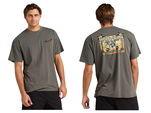 The Mad Hueys SMOKED SALMON OVERSIZED SS TEE, CHARCOAL