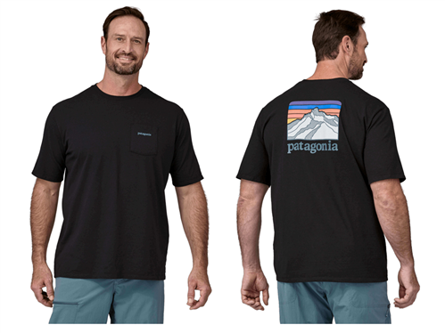 Patagonia Line Logo Ridge Pocket Responsibili-Tee, Ink Black