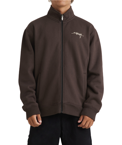 Billabong SCRIPT ZIP THRU PULLOVER, DARK BROWN