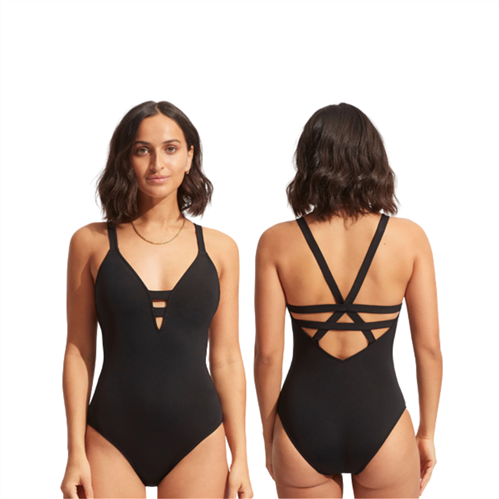 Seafolly Collective Deep V One Piece, Black