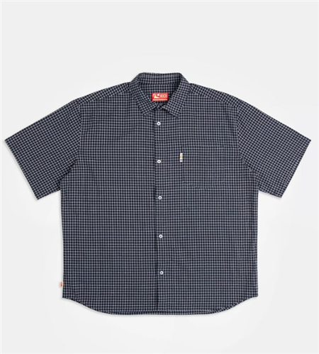 Rusty Mucho Gusto Oversized Boxy Fit Check Shirt, Navy Blue