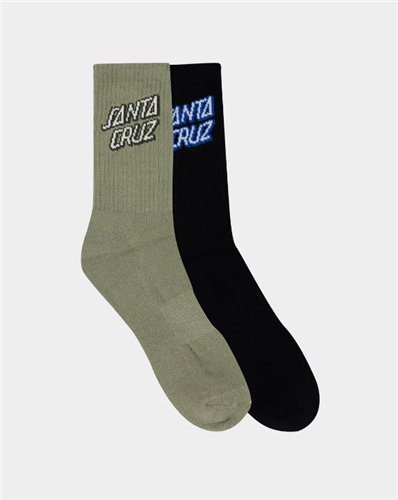 Santa Cruz SC STACK CREW SOCK, LIGHT KHAKI-BLACK