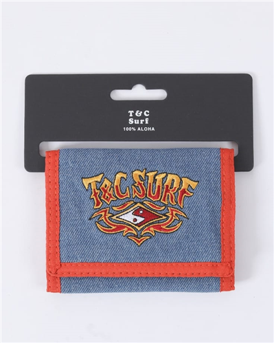 T&C Thrift Nylon Velcro Wallet, Bleached Blue