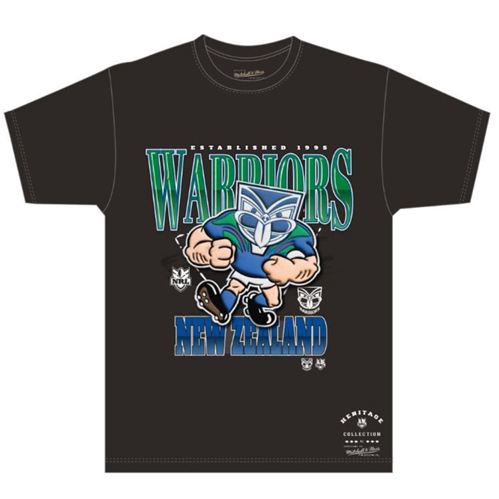 Mitchell & Ness MASCOT CHARACTER TEE NZ WARRIORS, FADED BLK