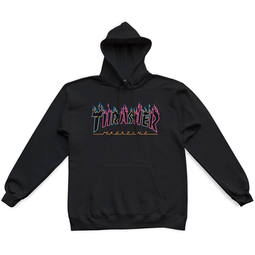 Thrasher Double Flame Neone Hood, Black