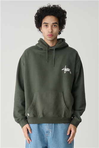 S-DOUBLE SHAWN SCRIPT HOOD, WASHED FOREST