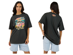 The Mad Hueys SEE YOU ON THE TRACK WOMENS OVERSIZED SS TEE, BLACK