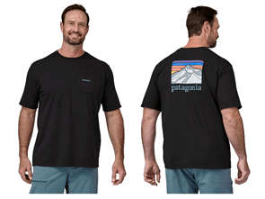 Patagonia Line Logo Ridge Pocket Responsibili-Tee, Ink Black