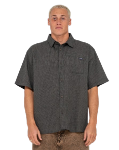 Rusty RESNO CHECK SHORT SLEEVE SHIRT, BLK