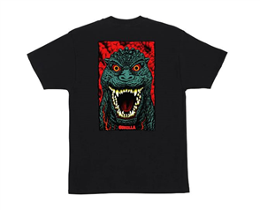 Santa Cruz Skate Godzilla Destroyer Stripes SS Heavyweight T-Shirt, Black