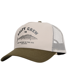 Salty Crew WAHOO STAMP 5 PANEL TRUCKER, BONE/OLIVE