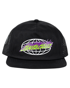 Santa Cruz YOUTH GLOBAL FLAME STRIP TRUCKER CAP, BLACK