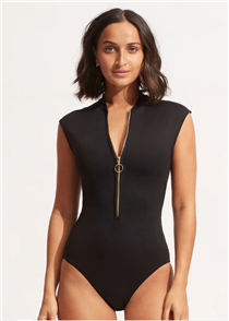 Seafolly Zip Front One Piece, Black
