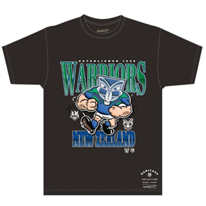 Mitchell & Ness MASCOT CHARACTER TEE NZ WARRIORS, FADED BLK