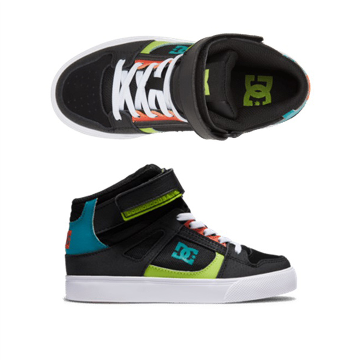 Dc Pure High-Top Ev Shoe, Black/Orange/Green | Underground Skate