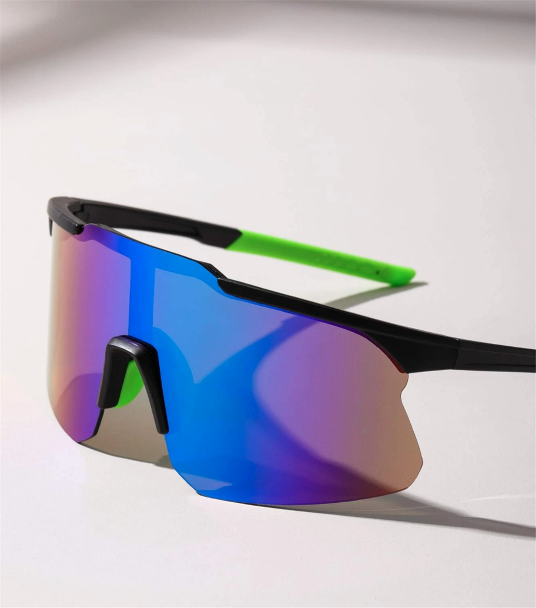 Blank Collective Flat Top Holographic Shield Sunglasses, Blk/Green ...