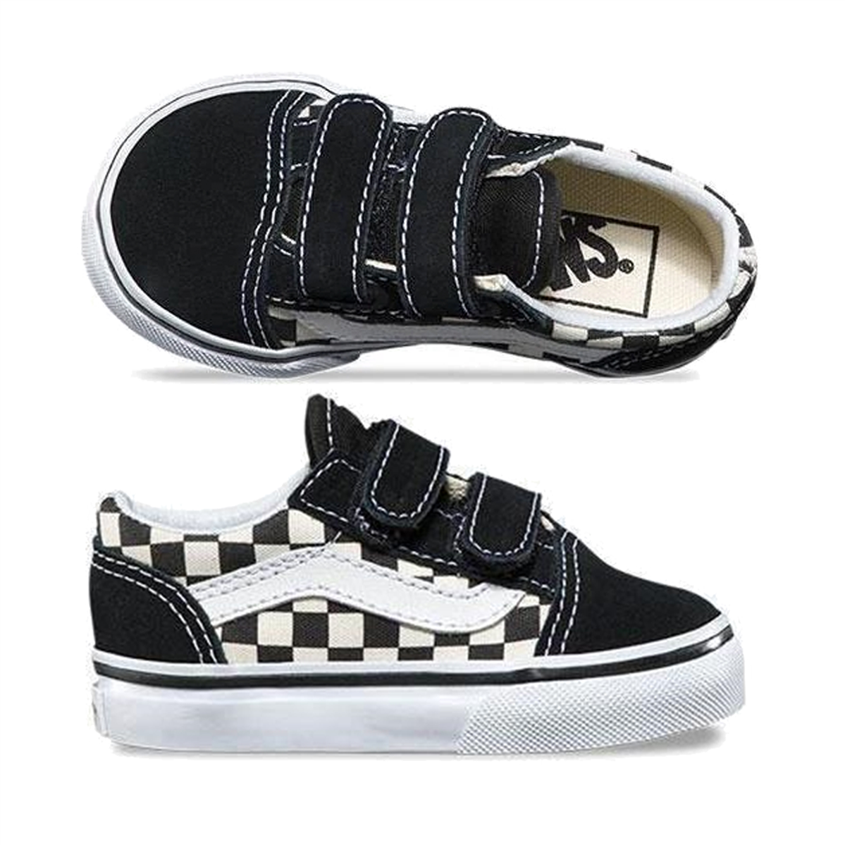 Vans Toddler Velcro Old Skool Shoes, Primary Check | Underground Skate