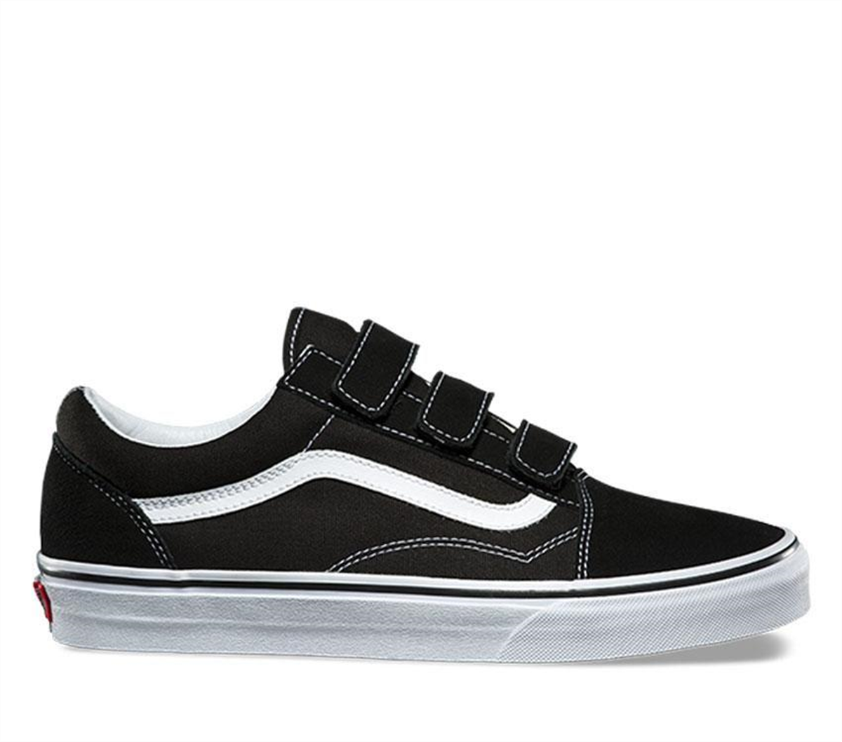 Vans Adults Old Skool Velcro Shoe, Black/ White | Underground Skate